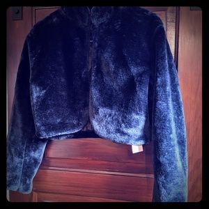 Faux fur navy bolero jacket